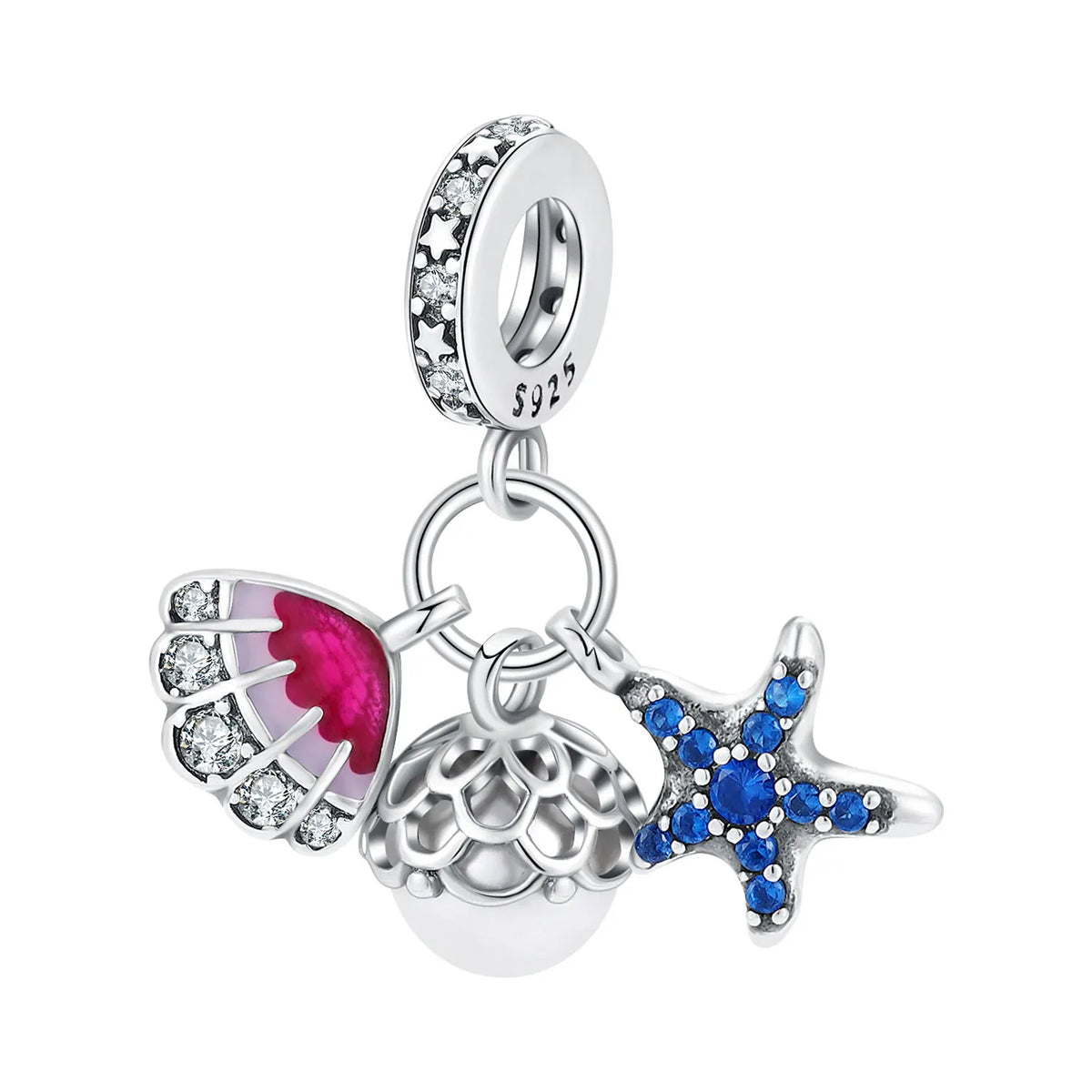 New 925 Sterling Silver Charm Fit Original Bracelet Accessories Women Jewelry Blue Ocean Series Mermaid Sea Shell Octopus