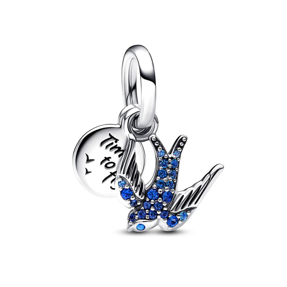 New 925 Sterling Silver Butterfly Flower Bell Charm Of Ley 925 Chain Bead Fit Original Bracelet Accessories DIY Ladies Jewelry
