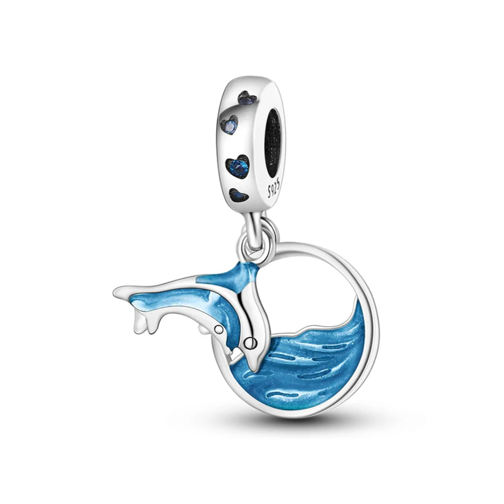 New 925 Sterling Silver Charm Fit Original Bracelet Accessories Women Jewelry Blue Ocean Series Mermaid Sea Shell Octopus