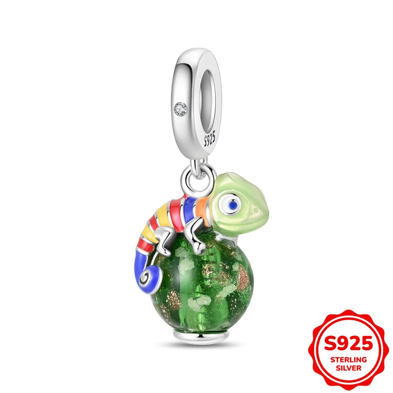 Charms Plata De Ley Blue and Green Pendant Beads Fits 3mm Bracelet Bangle Necklace For Women Luxury DIY Jewelry Making Fine Gift