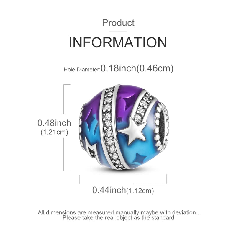 925 Silver Charms Van Gogh Starry Night Easter Egg Beads Pendant Fit 925 Original Bracelet DIY Woman Jewelry Gift