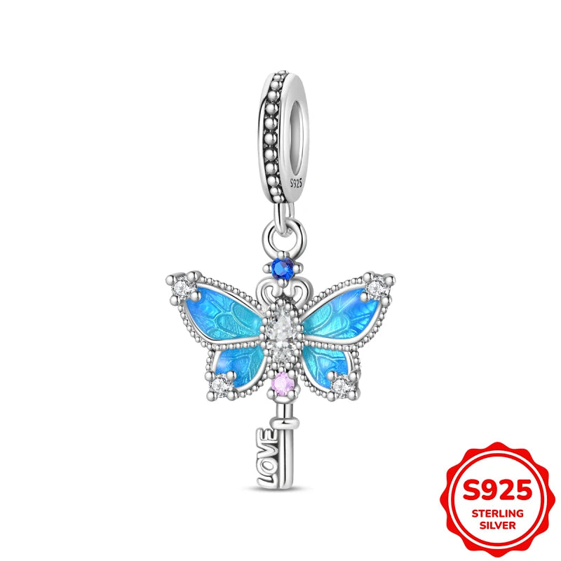 Charms Plata De Ley Blue and Green Pendant Beads Fits 3mm Bracelet Bangle Necklace For Women Luxury DIY Jewelry Making Fine Gift