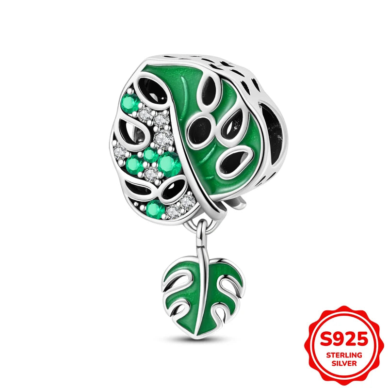 Charms Plata De Ley Blue and Green Pendant Beads Fits 3mm Bracelet Bangle Necklace For Women Luxury DIY Jewelry Making Fine Gift