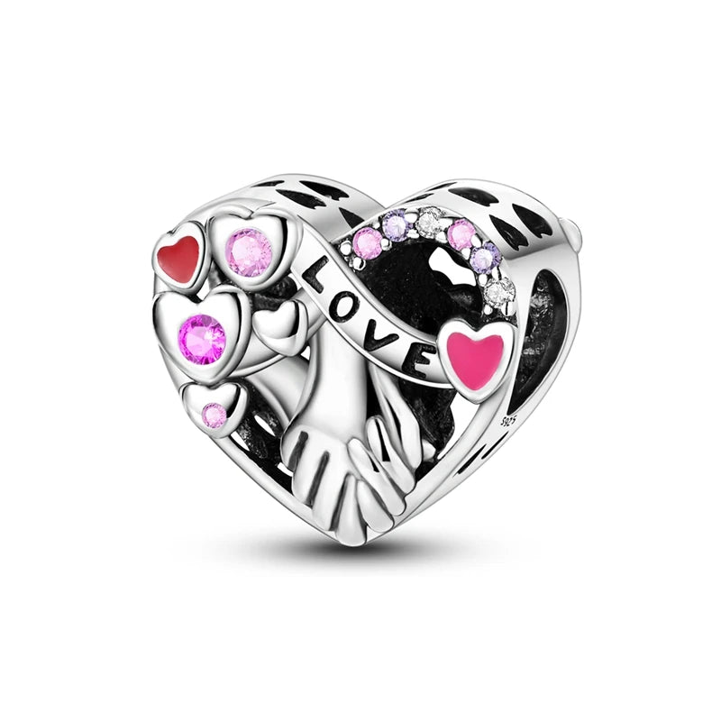 Heart Shape Series 925 Sterling Silver Charms Beads Fit Original Bangle Bracelet Pendants Diy Jewelry Gift For Women