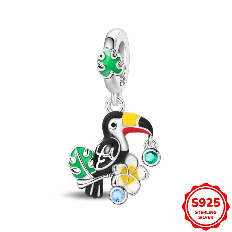 Charms Plata De Ley Blue and Green Pendant Beads Fits 3mm Bracelet Bangle Necklace For Women Luxury DIY Jewelry Making Fine Gift