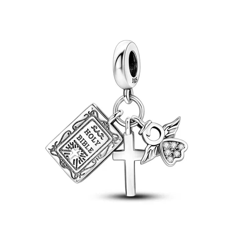 Europe New 925 Silver Tai Chi Bead Buddha Charm cross Saint Pendant DIY Women man Jewelry Fit Original Bracelet Accessories Gift