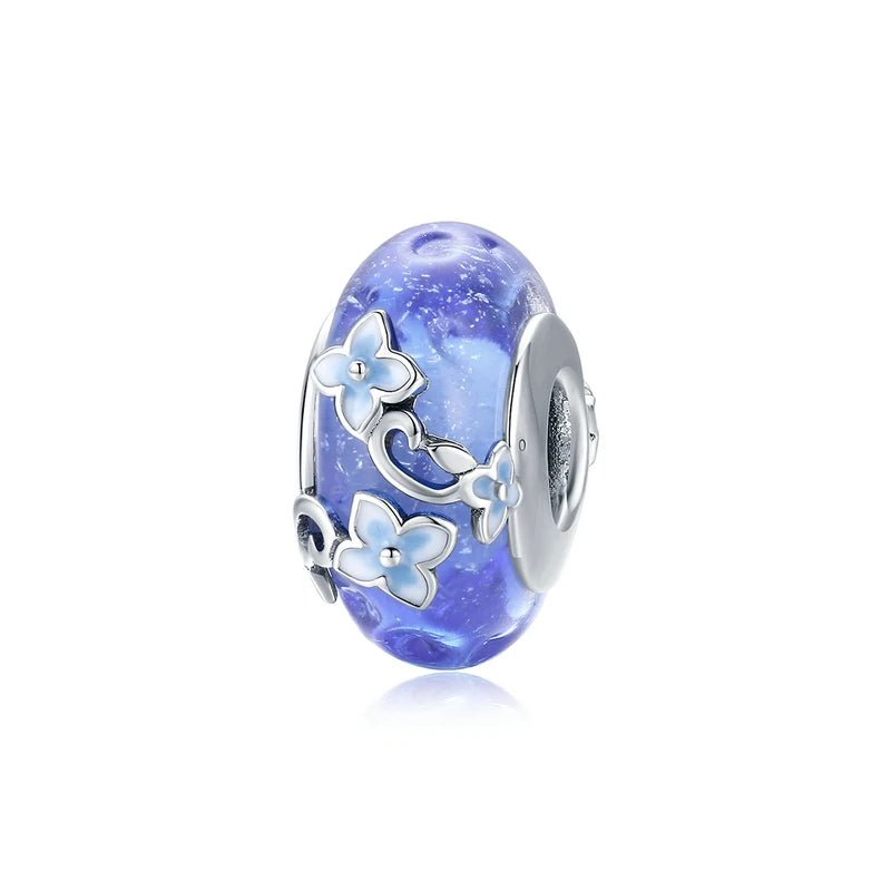 BISAER Secret Garden Beads 925 Sterling Silver Flower Bee Cat Animal Charms Pendant Fit DIY Bracelet Necklace Jewelry