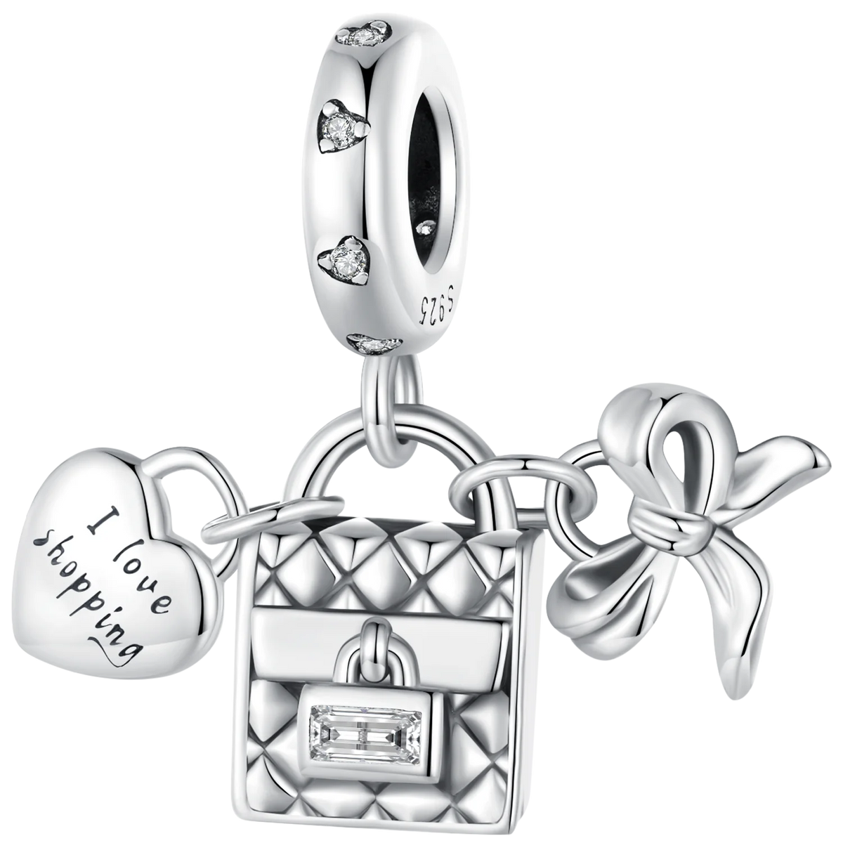WOSTU 925 Sterling Silver Stars Heart Shape Cute Charms Bead For Women Fit Original Bracelet Necklace Valentine Jewelry Gift DIY