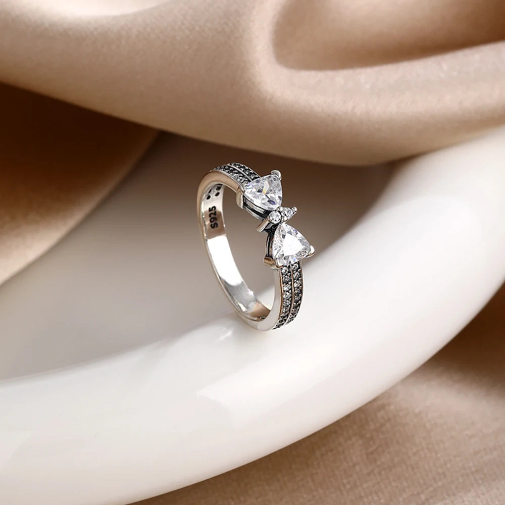 New S925 Silver Shining zircon Ring Women Geometric Design Minimalist Fashion Jewelry Engagement Wedding Party Gifts Trendy