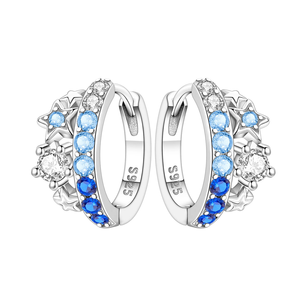 Orstarry Original 925 Sterling Silver Double Circle Colored Starry Sky Earrings Women Hoop Earring Anniversary Jewelry Gifts
