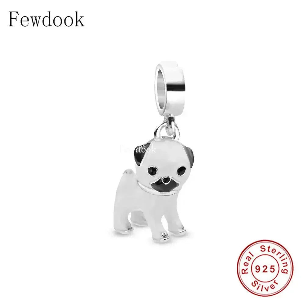 Fit Original Charm Bracelet Authentic 925 Sterling Silver Lovely Yorkie Dog With Bow In Head Bead For Making Women Berloque 2022