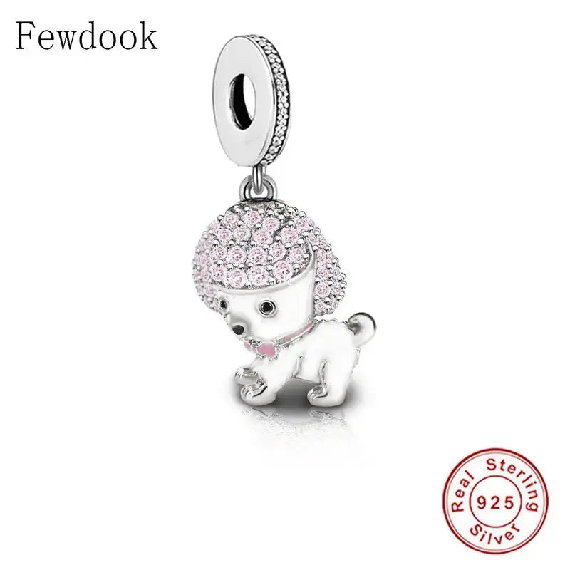 Fit Original Charm Bracelet Authentic 925 Sterling Silver Lovely Yorkie Dog With Bow In Head Bead For Making Women Berloque 2022