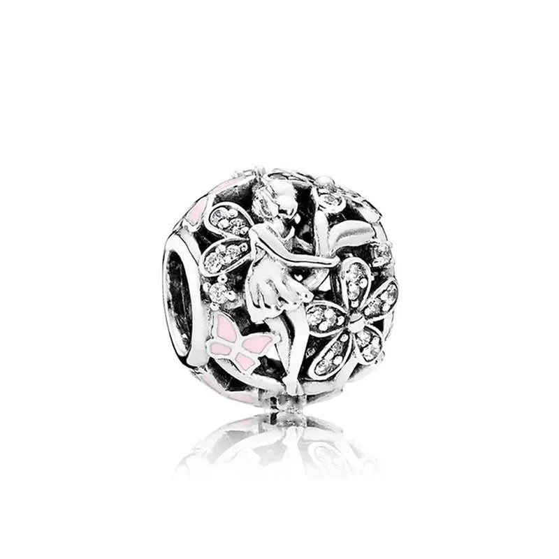 New 925 Sterling Silver Butterfly Flower Bell Charm Of Ley 925 Chain Bead Fit Original Bracelet Accessories DIY Ladies Jewelry