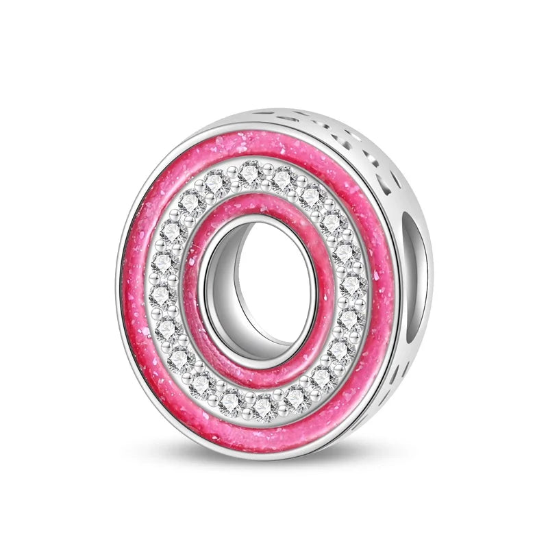 Hot Sale Silver 925 Charms Pink Zircon pave 26 Letter English Alphabet Bead Pendant Fit Pan Original Bracelet DIY Jewelry Making