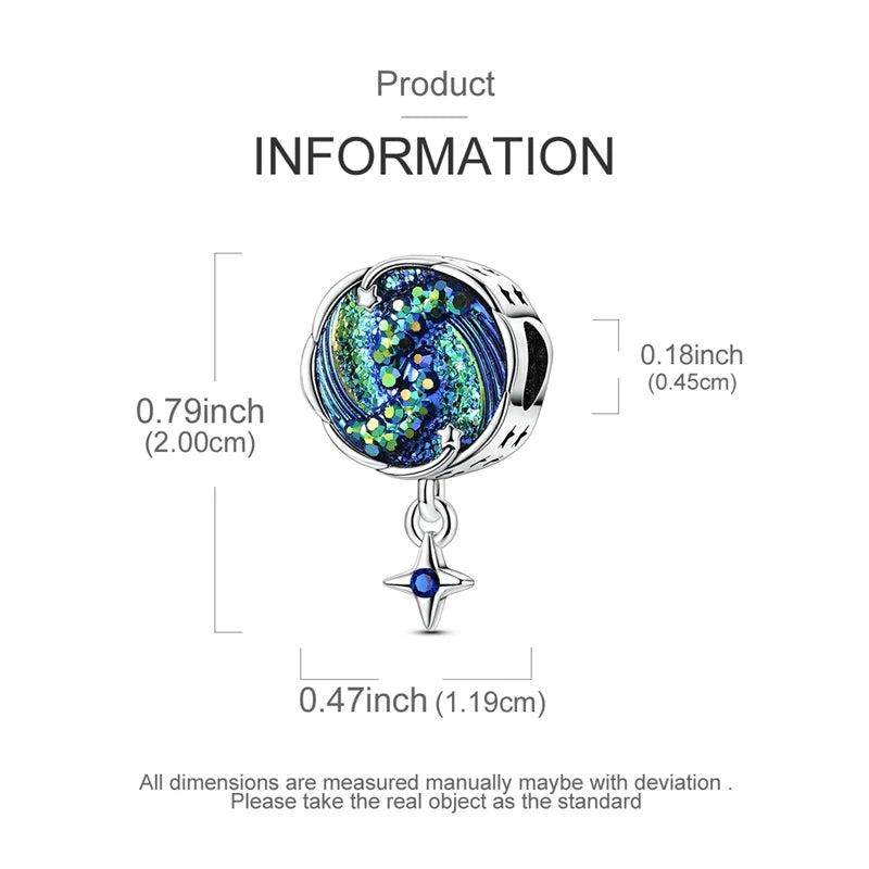 925 Silver Charms Van Gogh Starry Night Easter Egg Beads Pendant Fit 925 Original Bracelet DIY Woman Jewelry Gift