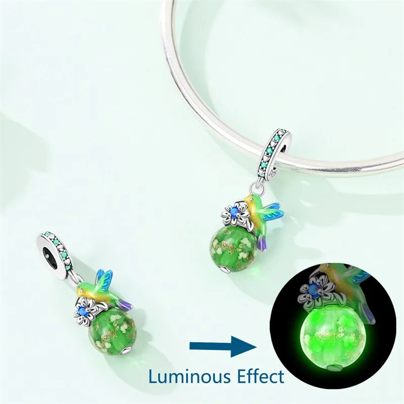 Charms Plata De Ley Blue and Green Pendant Beads Fits 3mm Bracelet Bangle Necklace For Women Luxury DIY Jewelry Making Fine Gift