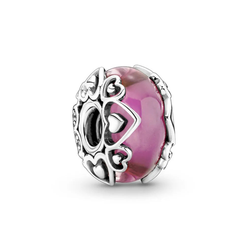 High Quality 925 Silver White Pink Zircon Bead Clip Daisy, Car, Bag Suitable For Original Bracelets DIY AccessoriesCharm Jewelry