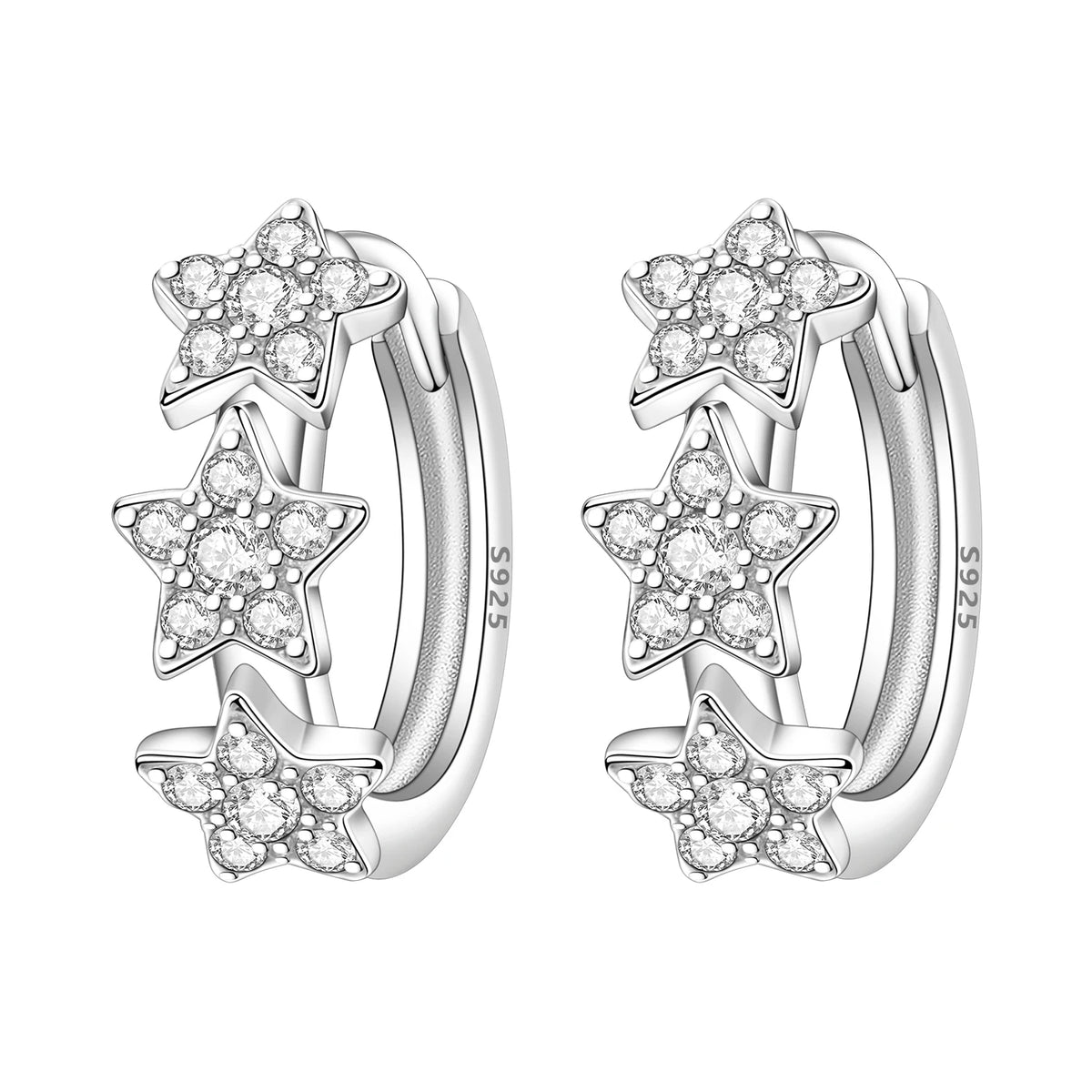 Orstarry Original 925 Sterling Silver Double Circle Colored Starry Sky Earrings Women Hoop Earring Anniversary Jewelry Gifts