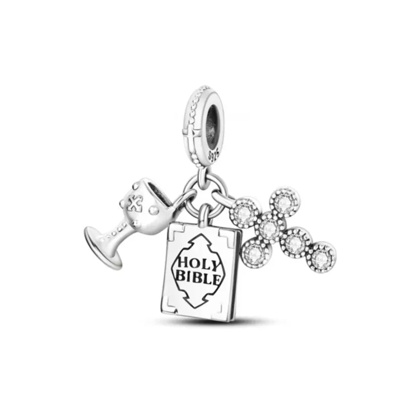 Europe New 925 Silver Tai Chi Bead Buddha Charm cross Saint Pendant DIY Women man Jewelry Fit Original Bracelet Accessories Gift
