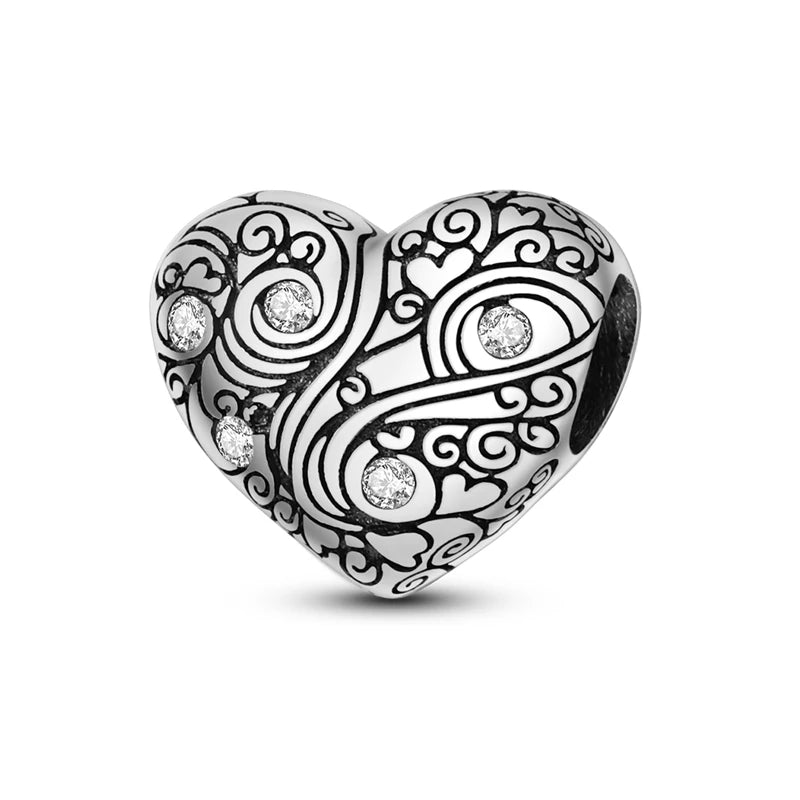 Heart Shape Series 925 Sterling Silver Charms Beads Fit Original Bangle Bracelet Pendants Diy Jewelry Gift For Women