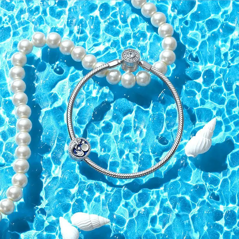 New 925 Sterling Silver Charm Fit Original Bracelet Accessories Women Jewelry Blue Ocean Series Mermaid Sea Shell Octopus