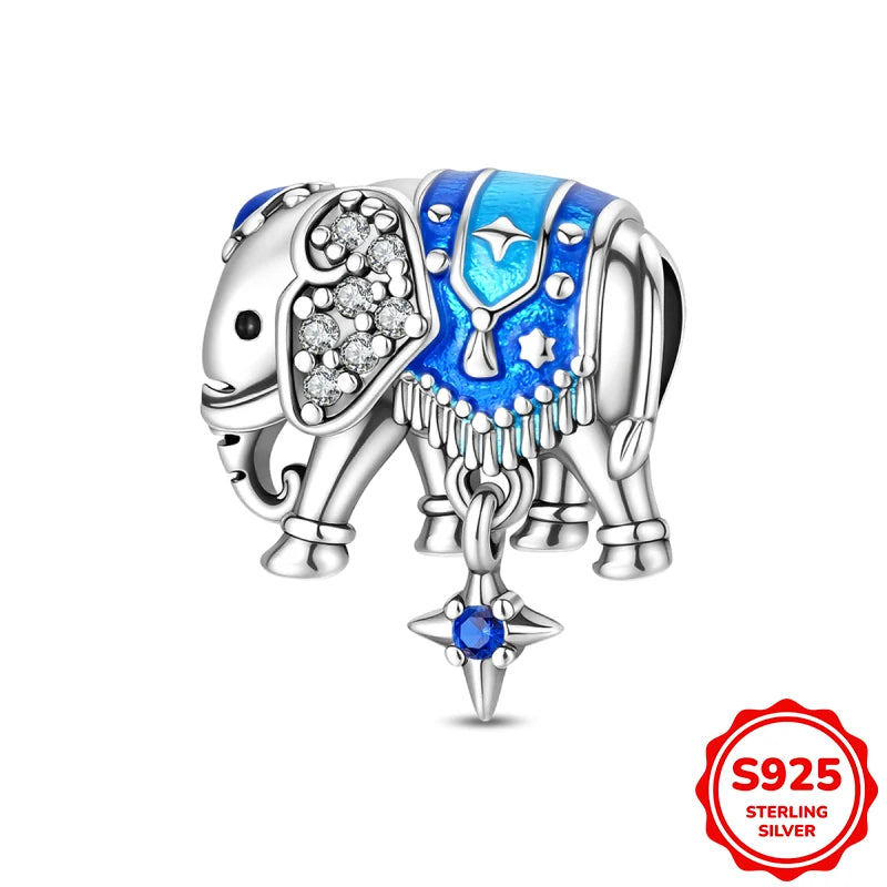 Charms Plata De Ley Blue and Green Pendant Beads Fits 3mm Bracelet Bangle Necklace For Women Luxury DIY Jewelry Making Fine Gift