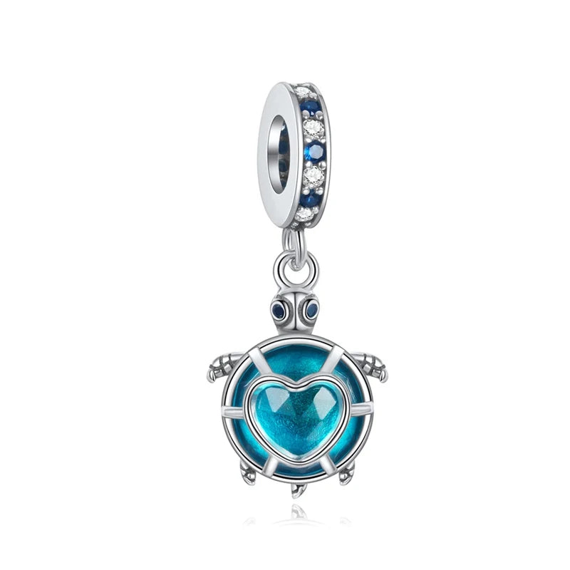 New 925 Sterling Silver Charm Fit Original Bracelet Accessories Women Jewelry Blue Ocean Series Mermaid Sea Shell Octopus