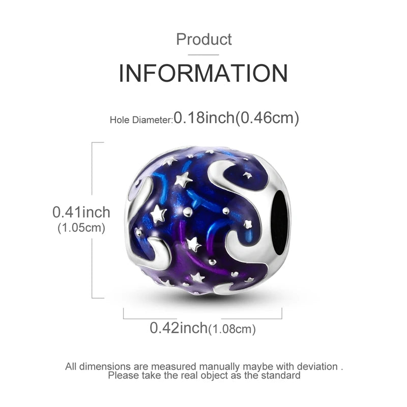 925 Silver Charms Van Gogh Starry Night Easter Egg Beads Pendant Fit 925 Original Bracelet DIY Woman Jewelry Gift