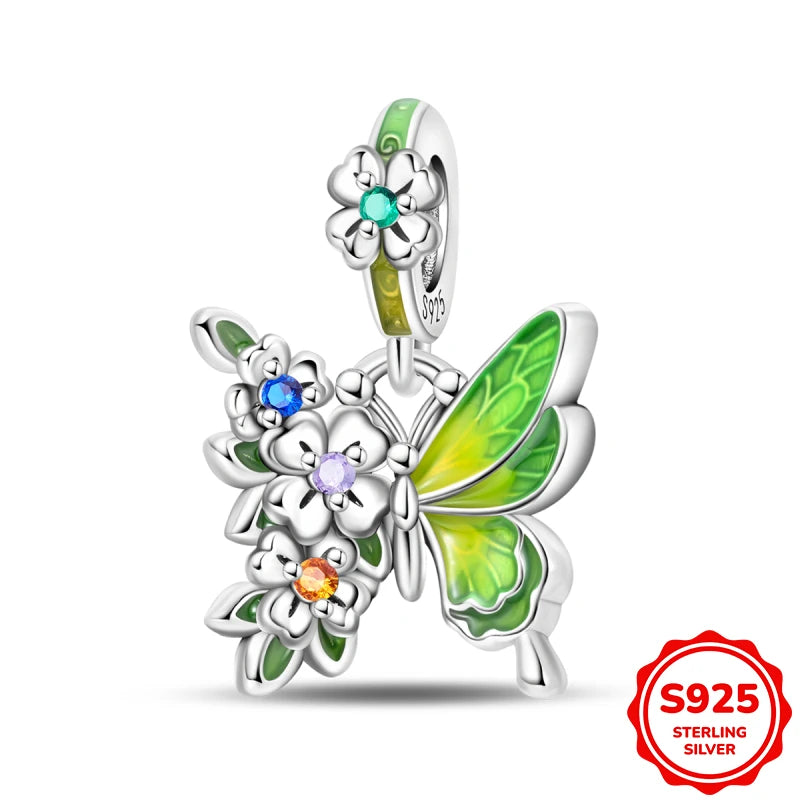 Charms Plata De Ley Blue and Green Pendant Beads Fits 3mm Bracelet Bangle Necklace For Women Luxury DIY Jewelry Making Fine Gift