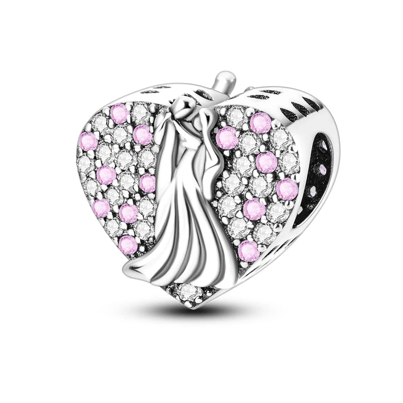 Heart Shape Series 925 Sterling Silver Charms Beads Fit Original Bangle Bracelet Pendants Diy Jewelry Gift For Women