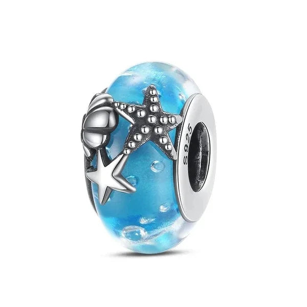 New 925 Sterling Silver Charm Fit Original Bracelet Accessories Women Jewelry Blue Ocean Series Mermaid Sea Shell Octopus