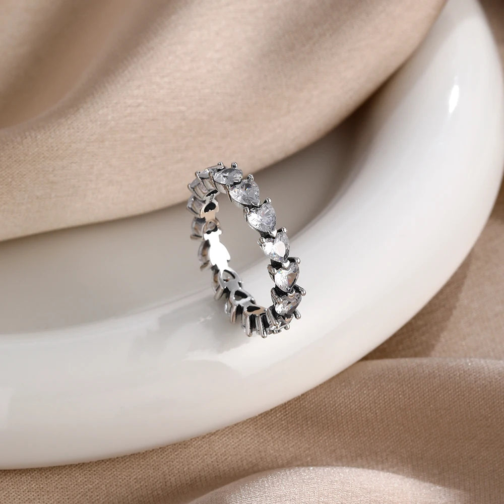New S925 Silver Shining zircon Ring Women Geometric Design Minimalist Fashion Jewelry Engagement Wedding Party Gifts Trendy