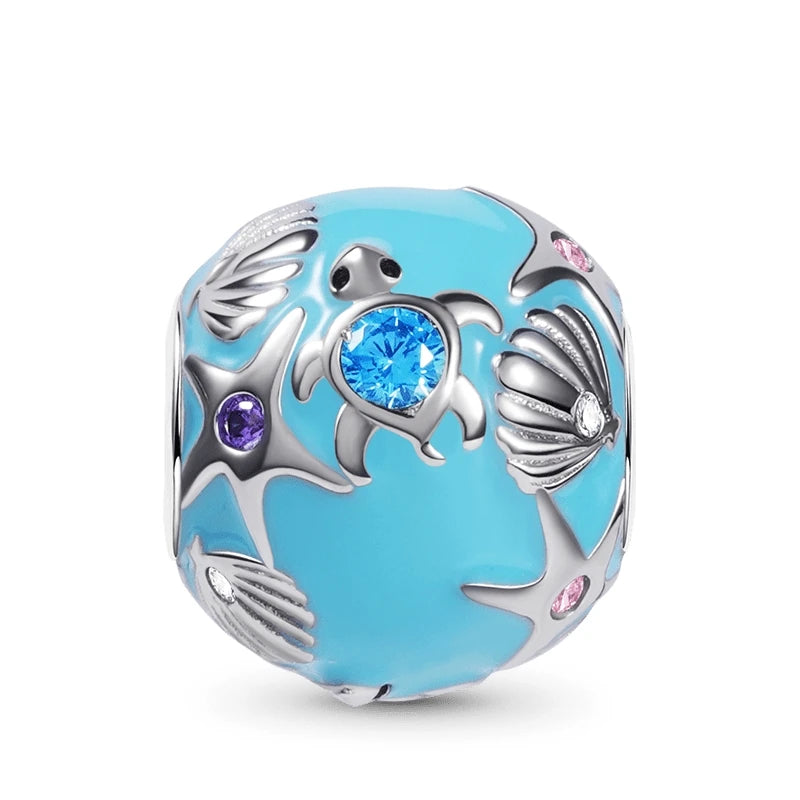 New 925 Sterling Silver Charm Fit Original Bracelet Accessories Women Jewelry Blue Ocean Series Mermaid Sea Shell Octopus
