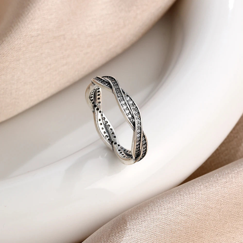 New S925 Silver Shining zircon Ring Women Geometric Design Minimalist Fashion Jewelry Engagement Wedding Party Gifts Trendy