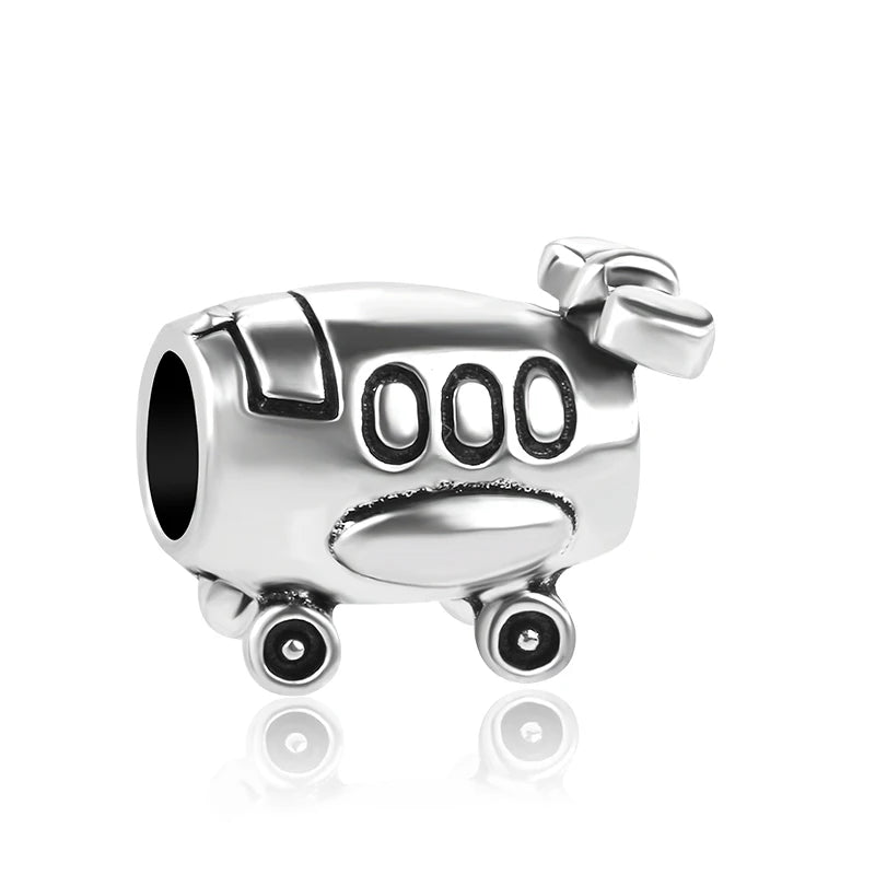925 Silver Means Of Transportation Helmet Airplane Automobile Charms Fit Original Bracelet Bead Trinket DIY Women Jewelry Gift