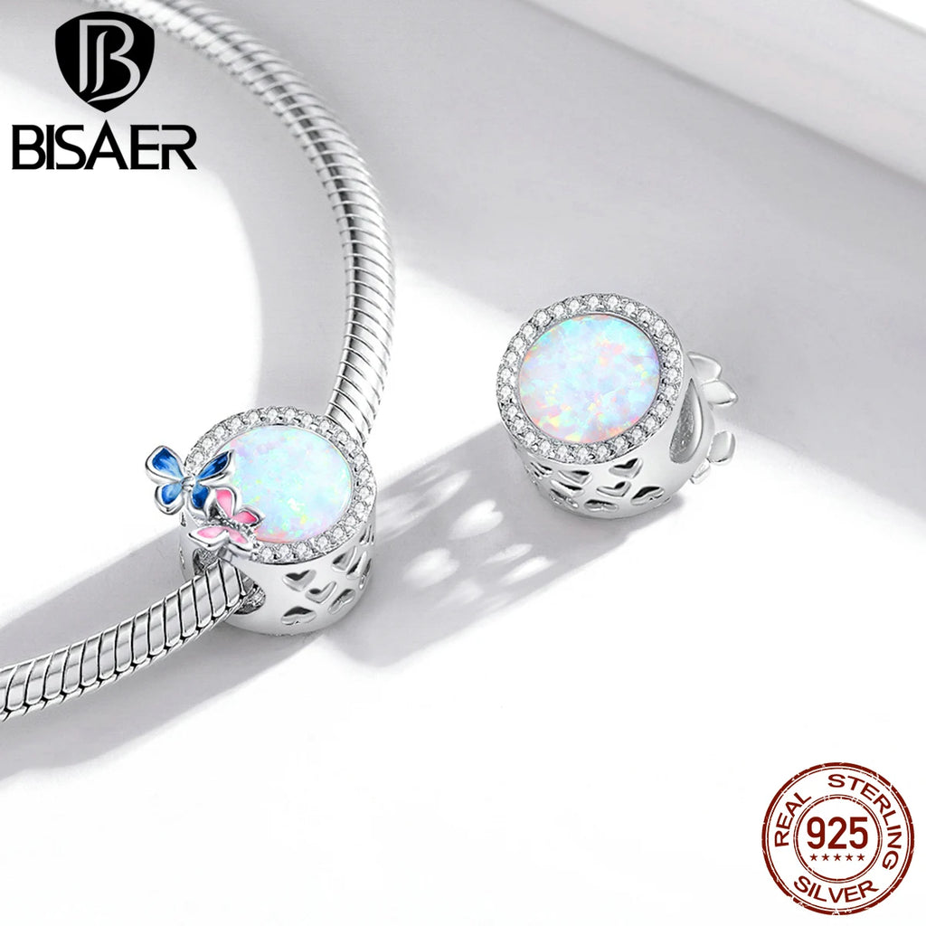 BISAER Secret Garden Beads 925 Sterling Silver Flower Bee Cat Animal Charms Pendant Fit DIY Bracelet Necklace Jewelry