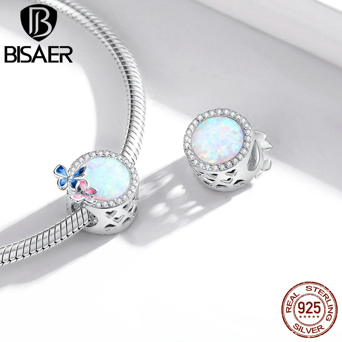 BISAER Secret Garden Beads 925 Sterling Silver Flower Bee Cat Animal Charms Pendant Fit DIY Bracelet Necklace Jewelry