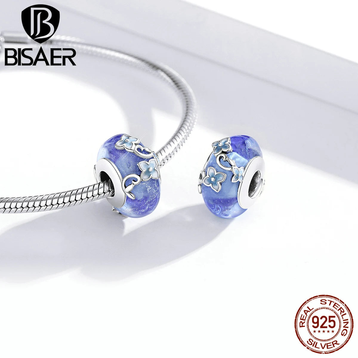 BISAER Secret Garden Beads 925 Sterling Silver Flower Bee Cat Animal Charms Pendant Fit DIY Bracelet Necklace Jewelry