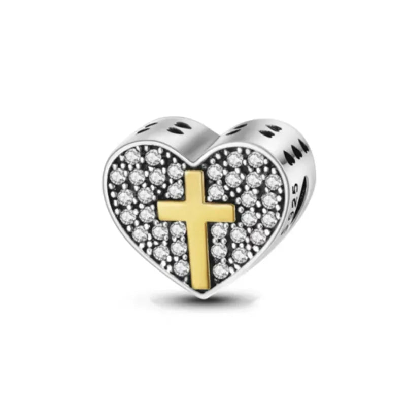 Europe New 925 Silver Tai Chi Bead Buddha Charm cross Saint Pendant DIY Women man Jewelry Fit Original Bracelet Accessories Gift