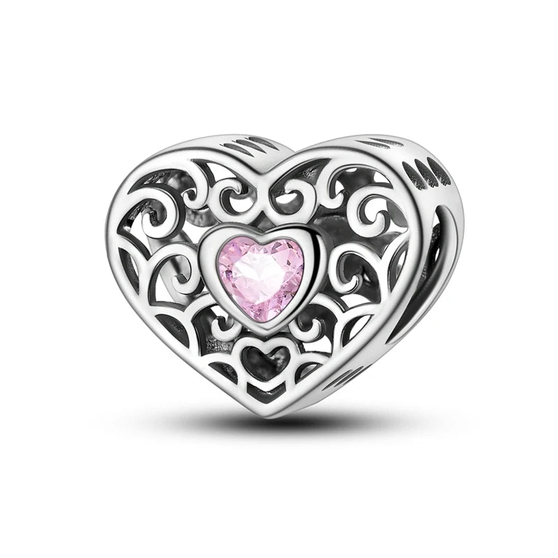 Heart Shape Series 925 Sterling Silver Charms Beads Fit Original Bangle Bracelet Pendants Diy Jewelry Gift For Women