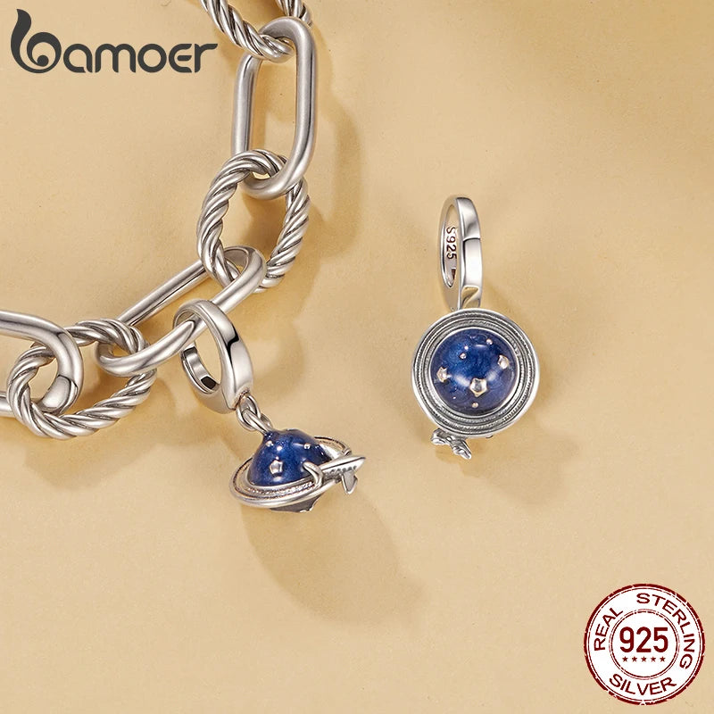 BAMOER Travel Serise Solid 925 Sterling Silver Passport Camera Airplane Charm Pendant fit Original Bracelet DIY Jewelry Beads