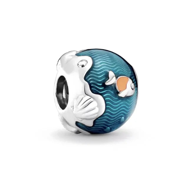 New 925 Sterling Silver Charm Fit Original Bracelet Accessories Women Jewelry Blue Ocean Series Mermaid Sea Shell Octopus