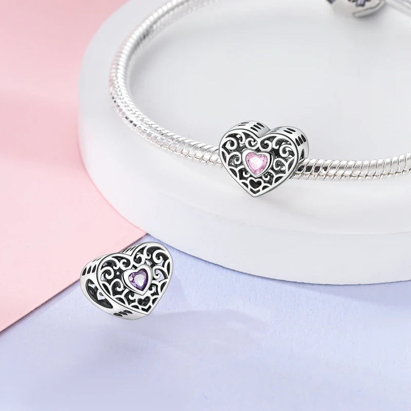 Heart Shape Series 925 Sterling Silver Charms Beads Fit Original Bangle Bracelet Pendants Diy Jewelry Gift For Women