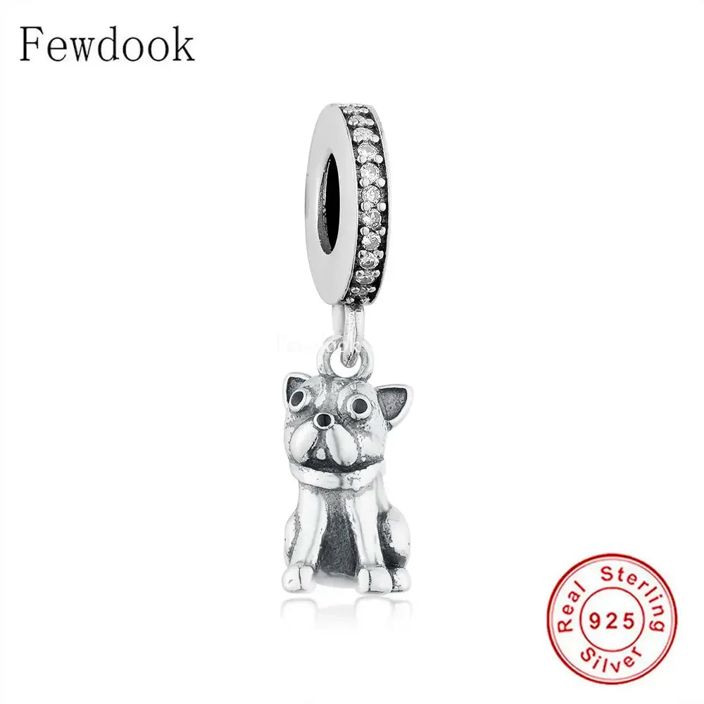 Fit Original Charm Bracelet Authentic 925 Sterling Silver Lovely Yorkie Dog With Bow In Head Bead For Making Women Berloque 2022