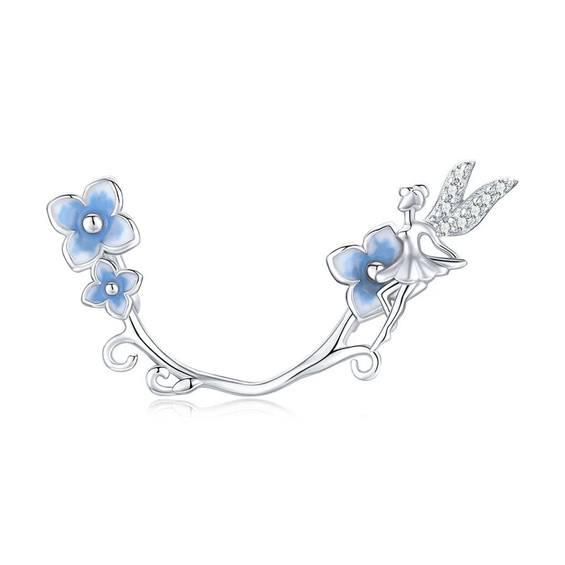 BISAER Secret Garden Beads 925 Sterling Silver Flower Bee Cat Animal Charms Pendant Fit DIY Bracelet Necklace Jewelry