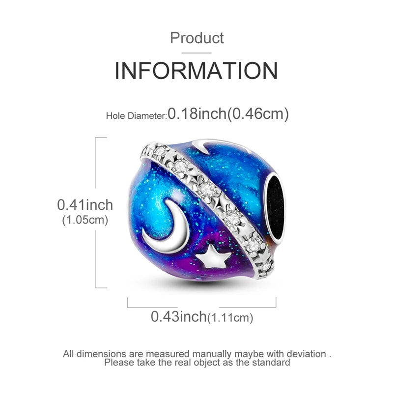 925 Silver Charms Van Gogh Starry Night Easter Egg Beads Pendant Fit 925 Original Bracelet DIY Woman Jewelry Gift