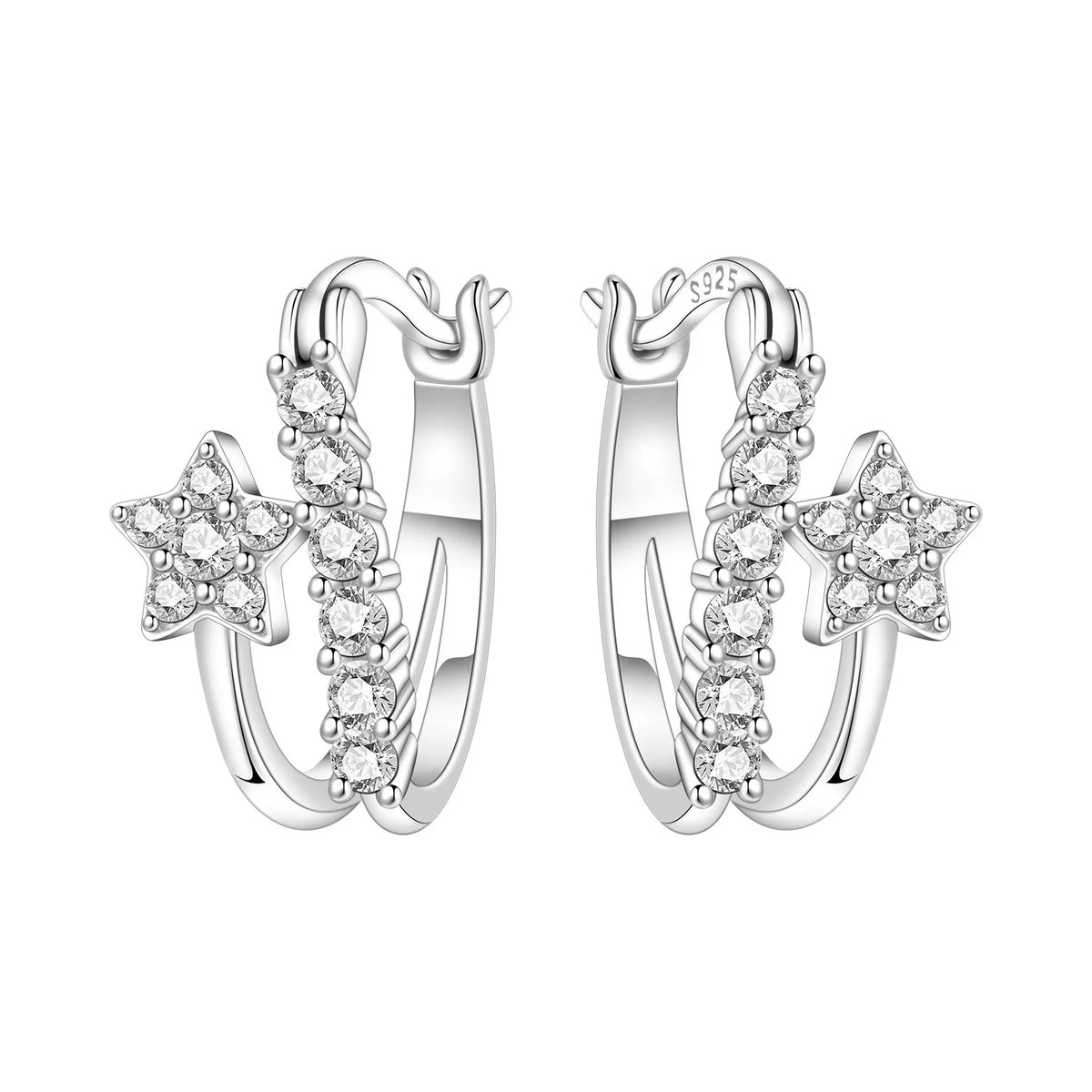 Orstarry Original 925 Sterling Silver Double Circle Colored Starry Sky Earrings Women Hoop Earring Anniversary Jewelry Gifts