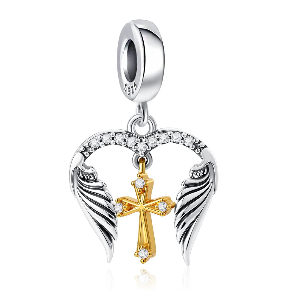 Europe New 925 Silver Tai Chi Bead Buddha Charm cross Saint Pendant DIY Women man Jewelry Fit Original Bracelet Accessories Gift