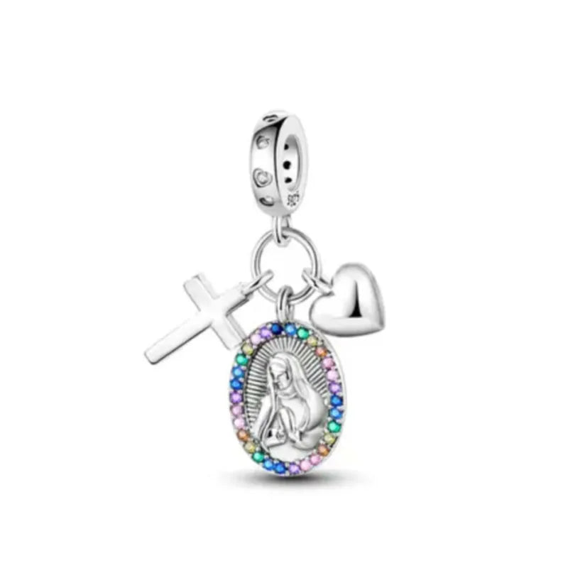 Europe New 925 Silver Tai Chi Bead Buddha Charm cross Saint Pendant DIY Women man Jewelry Fit Original Bracelet Accessories Gift