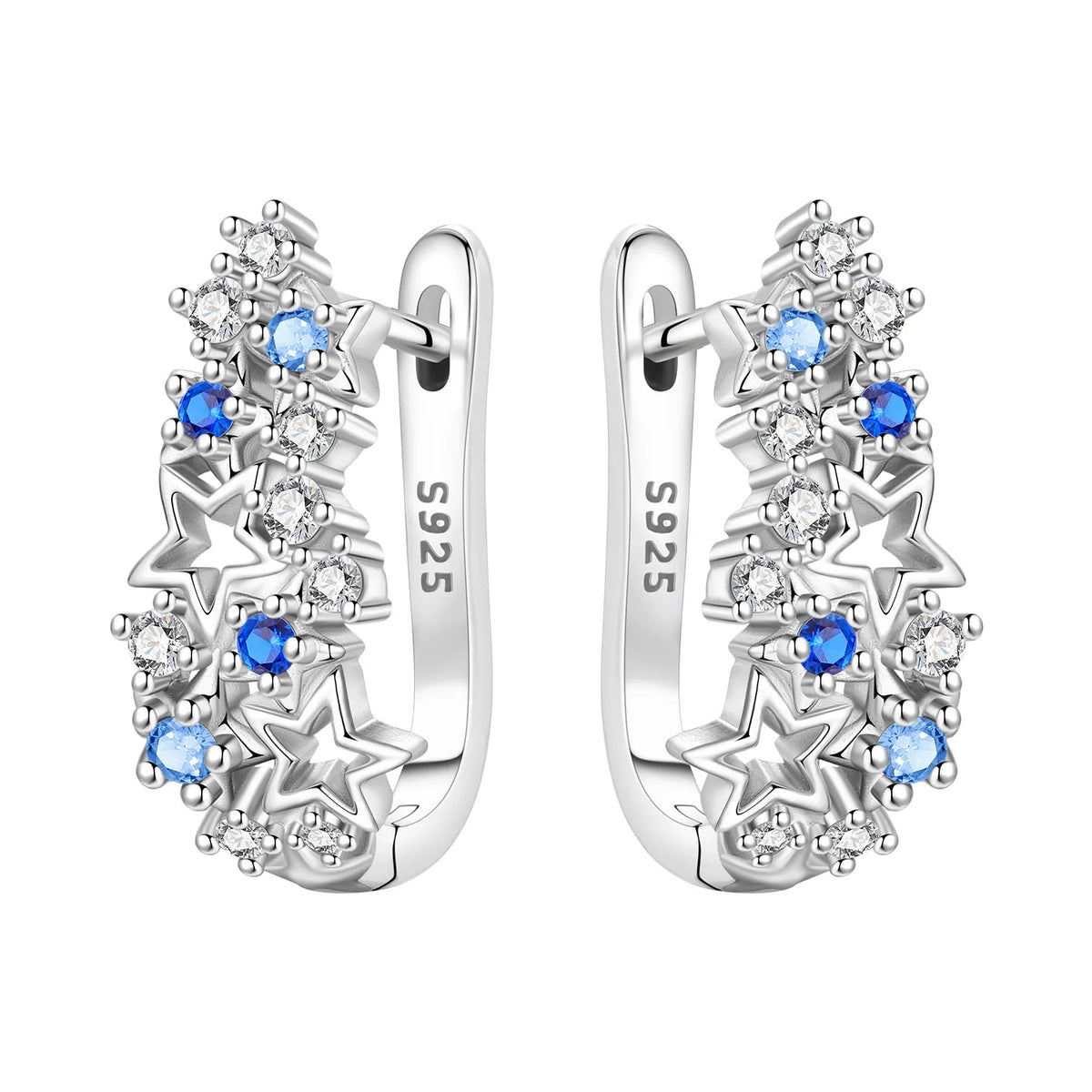 Orstarry Original 925 Sterling Silver Double Circle Colored Starry Sky Earrings Women Hoop Earring Anniversary Jewelry Gifts